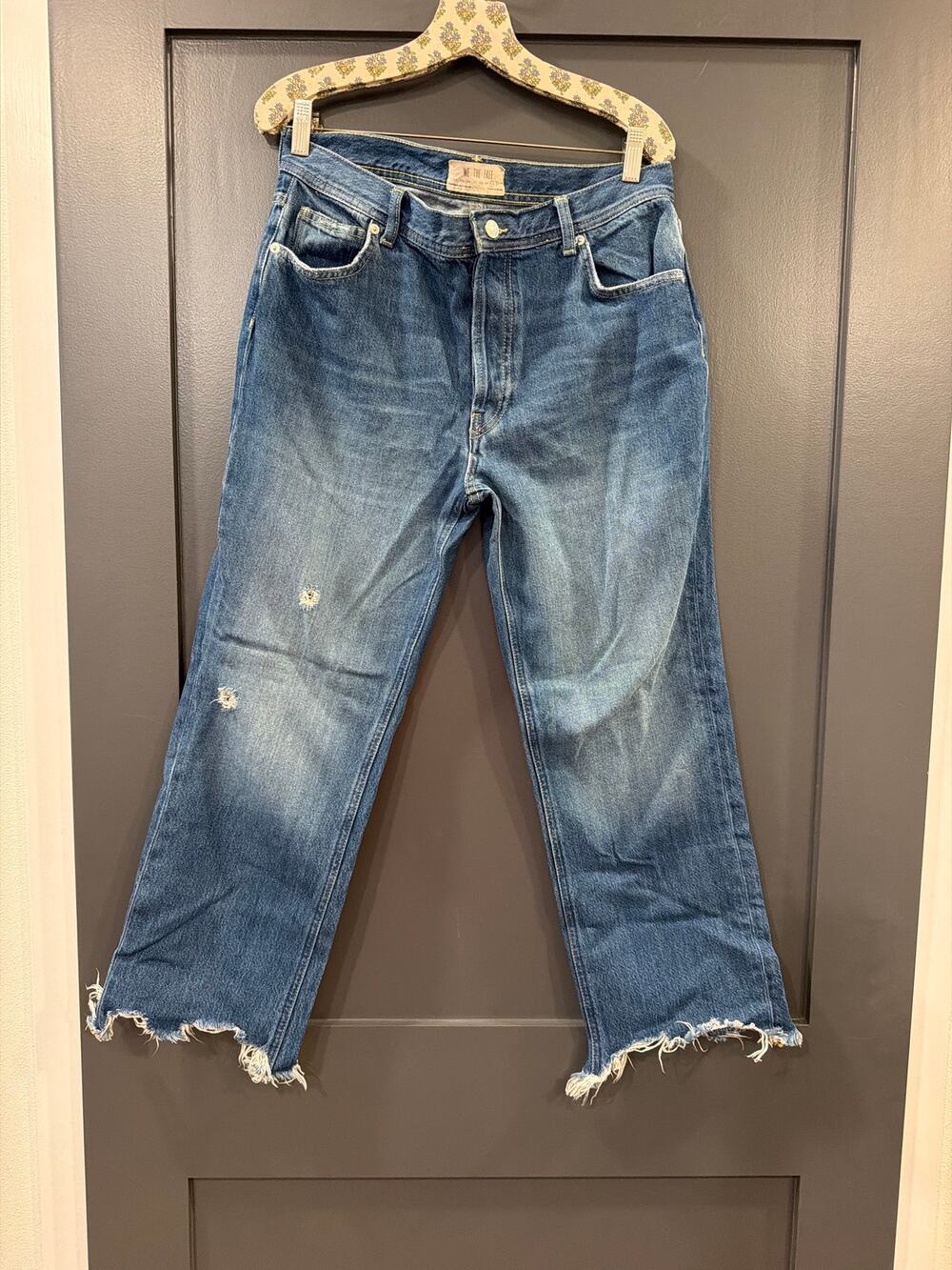We The Free People Distressed Raw Hem Crop Mom Jeans